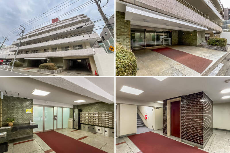 マンションは、竣工は1970年ですが築年数ほどの古さを感じさせない、きれいな佇まい。渋いグリーンやブラウンのタイルが貼られた共用部に、レトロな雰囲気が漂います。オートロックや宅配ボックスもしっかりと備わっています!