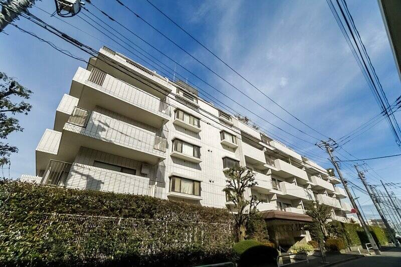 大手ゼネコン・清水建設によって1986年に施工された、総戸数86戸のマンション。タイル貼りの外観で、端正なお顔立ちです。