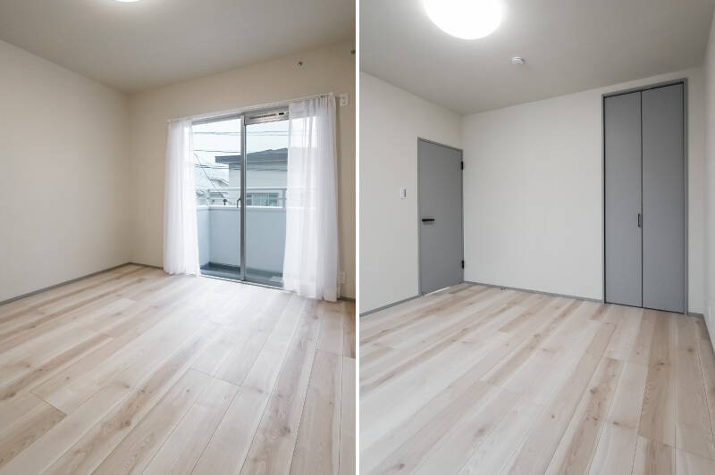 まずはLDKからアクセスする約7帖の洋室A。最もゆとりのある広さで日当たり良好。主寝室にいかがでしょう♡