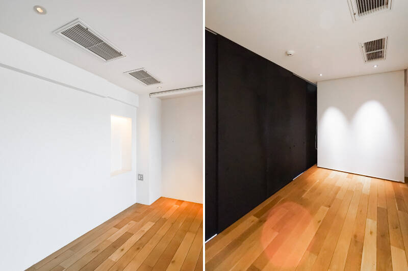 寝室は約6帖の広さです。両サイドにはロールスクリーンが取り付けてあり、必要に応じて設置した収納ラックなどを目隠しすることができます。左右に開く引き戸は気密性が高く、朝日からしっかり眠りを守ることができそうですよ。