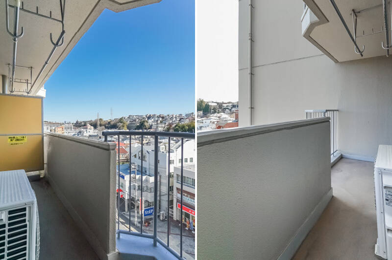 バルコニーは吊り金具付き。