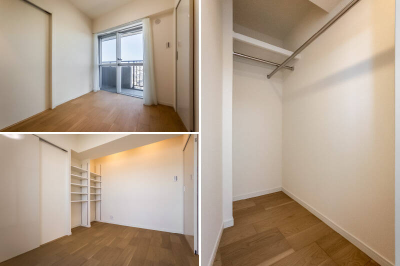 洋室Bは南東向き。大型のウォークインクローゼット（WIC）を完備しており、衣類だけでなくスーツケースや季節アイテムもすっきりと収まります。