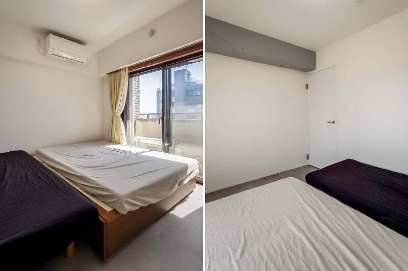 南東向きの窓からバルコニーへアクセスできる、シンプルな洋室。