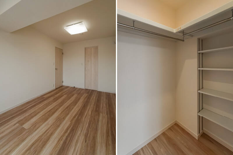 洋室Ｃには、奥行きたっぷりのウォークインクローゼット（WIC）が備わっています。ハンガーパイプと可動棚で、衣類を効率的に収納することができそうです。