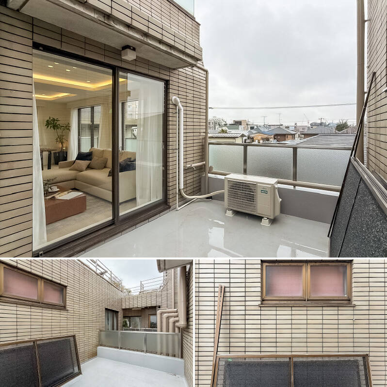 南西方向に開けたルーフバルコニー。隣接住戸の壁が前面にあるものの、そこまで視線などは気にならないのではと思います。コンパクトなテーブルセットを置いてセカンドリビングとして活用してみてはいかがでしょうか。