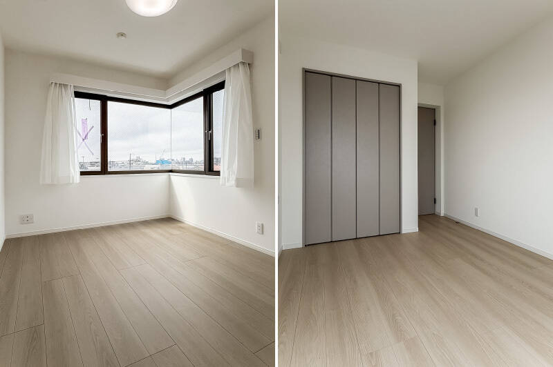 コーナーサッシ付きの洋室D。クローゼット付きです。