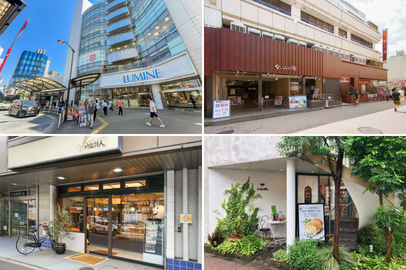 <b>左上・</b>JR中央本線・総武線、さらに東京メトロ丸ノ内線が乗り入れる「荻窪」駅。北口には「LUMINE（ルミネ）荻窪」があるほか、隣接する「TOWN SEVEN（タウンセブン）」には、24時間営業の「西友」をはじめ、生活雑貨や書籍など、幅広い店舗が入っています。（徒歩9分）／<b>右上・</b>リフレッシュしたい時には、駅前の「東京荻窪天然温泉 なごみの湯」がオススメです。露天風呂や岩盤浴もあって癒し効果は抜群！（徒歩8分）／<b>左下・</b>この地で約20年にわたり愛されているベーカリー「吟遊詩人」。人気のバケットとスコーンは売り切れることも多いので、見つけたら迷わずゲットして。（徒歩5分）／<b>右下・</b>はちみつ専門店「L'ABEILLE（ラベイユ） 荻窪本店」。12カ国80種類以上のはちみつを取り扱っているそうですよ。南仏プロヴァンス風の店構えも素敵です。（徒歩10分）