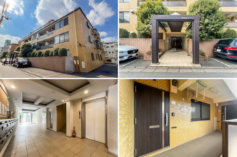 1980年竣工、総戸数25戸。「世田谷通り」から住宅街に入った通りにある、植栽とタイル貼りの外観がいい雰囲気のマンションです。玄関ドアは2016年に更新済み。