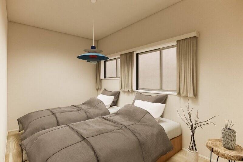 シングルベッドを2台並べて置くことができる広さです。（CGイメージ）