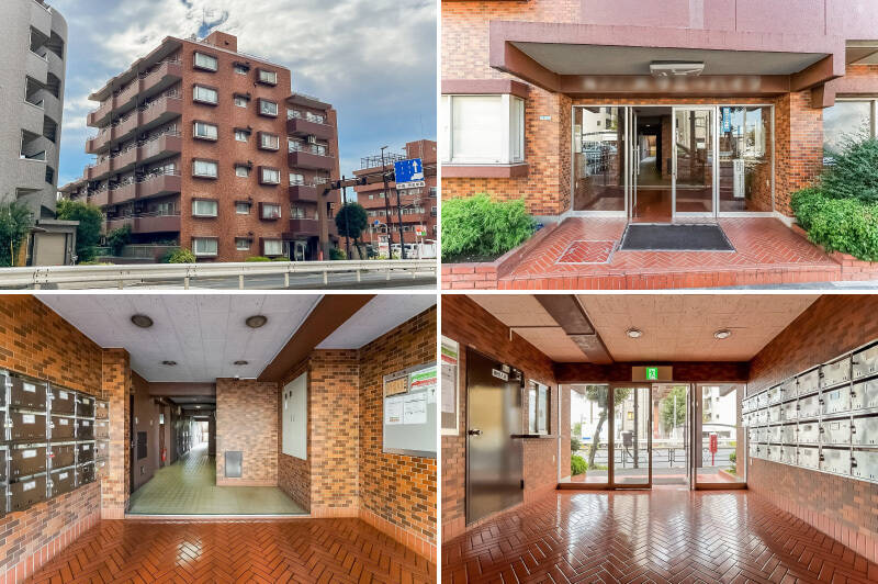 マンションは1978年に竣工した、地上6階建て。外観からエントランスホールまでブラウンのタイル貼りで、落ち着いた雰囲気です。