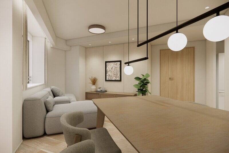 LDKの入り口近くには、壁面を彩るピクチャーレールを配置します。お気に入りのポスターや絵画を飾って、自分らしいエッセンスを空間に取り入れられますよ。