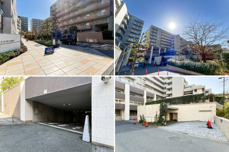 淡島通り沿いの広大な敷地を有し、このエリアのシンボル的存在となっています。2007年築、東急建設施工、2棟構成で全199戸と大規模。地下に駐車場があり、エントランスは棟ごとに分かれています。