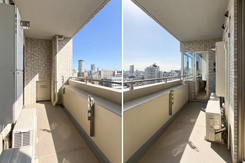 実はLDKのコーナーサッシから出入りすることも可能。家事動線に合わせてご利用ください。