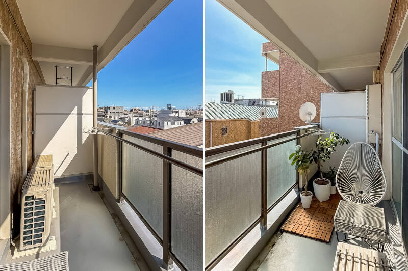 給湯器の横にはうれしい水栓が。植物への水やりも楽々です。