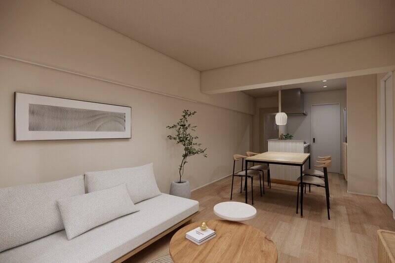 縦方向に長い空間でリビング・ダイニング、それぞれのスペースをしっかりと確保できます。