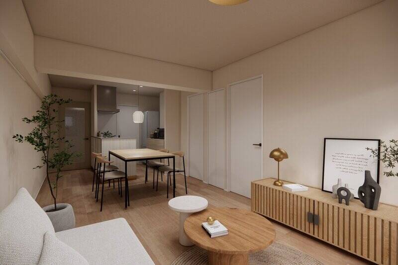 ふたつの洋室には、LDKからアクセス。順に見ていきましょう！ 右手前が洋室A、右奥が洋室B、その間にあるのが収納スペースです。