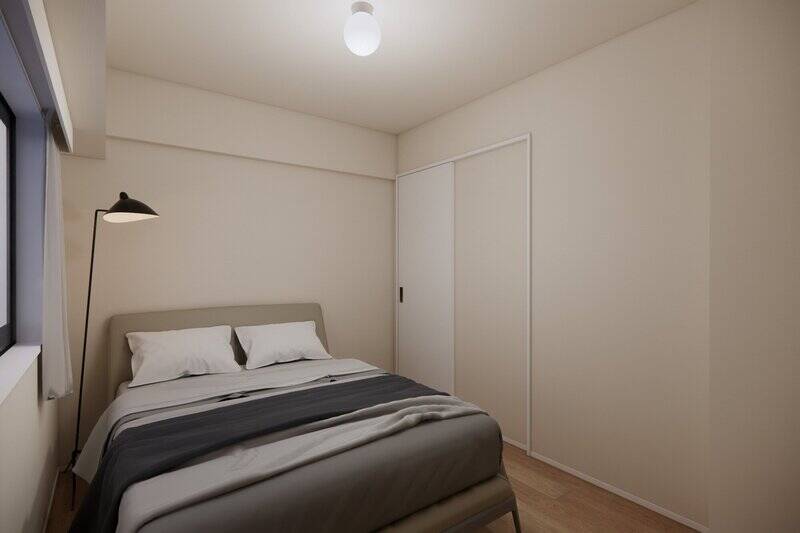 洋室Bは、北東向きでシンプルな造りです。CGイメージではダブルベッドを置いています。