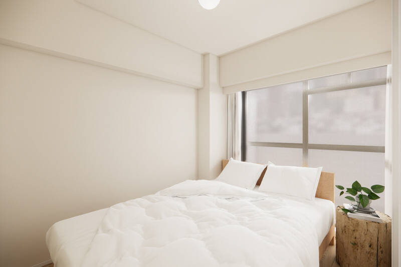 LDKと隣接する約5帖の洋室。LDK〜ベッドルームには扉を設けてしっかりと分けることで、生活と休息の切り替えを明確にし、暮らしのリズムを整えやすい空間を目指しています。