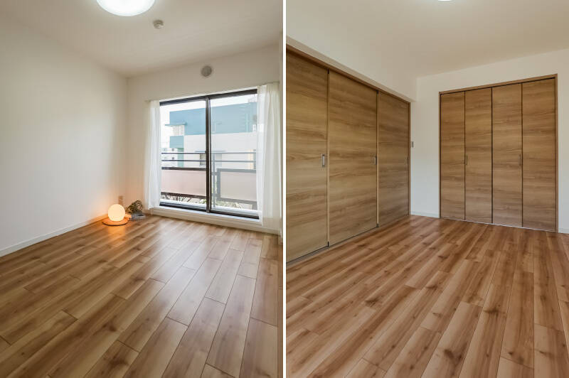 約6帖の洋室AはLDKと共有するバルコニーに出られる窓と、クローゼットが備わっています。