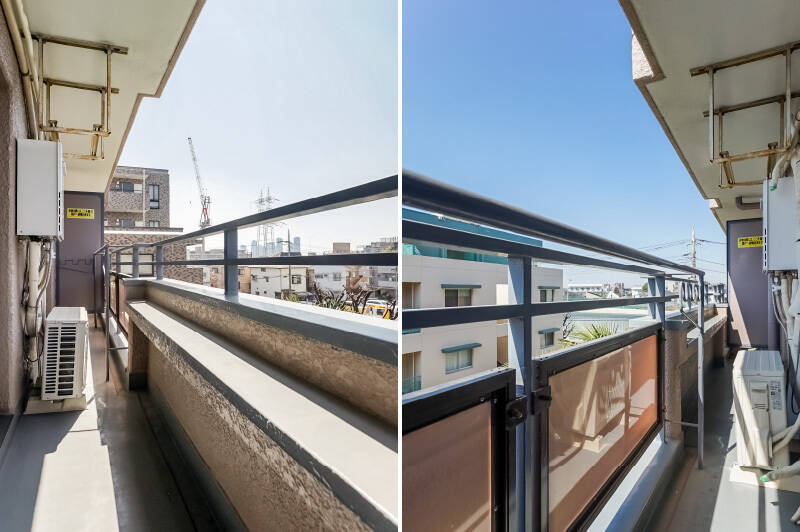 バルコニーには手すりの高さに物干し金物が備わっています。