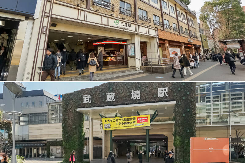 マンションはJR中央線快速、JR中央・総武線「三鷹」駅徒歩12分、JR中央線快速、西武多摩川線「武蔵境」駅徒歩10分の立地。周辺にお店が少ないため、帰り道に駅周辺でお買い物をして帰るのがよさそうです。