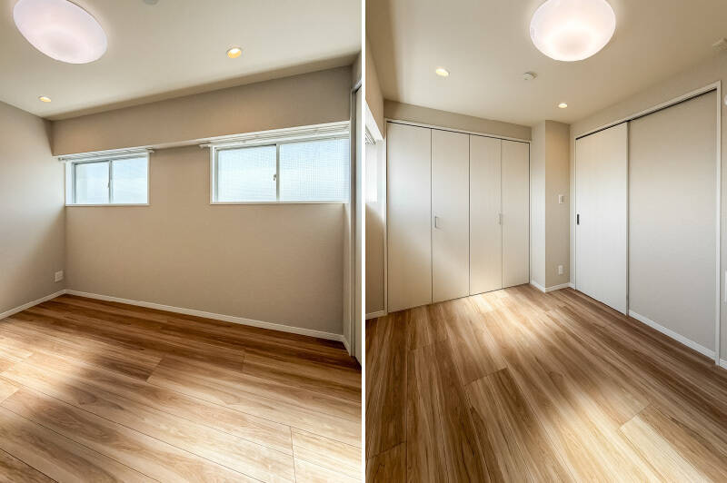 洋室Aと同じ広さの洋室B。南西向きの窓から、あたたかな日差しが差し込んできます。こちらの洋室も折れ戸2枚分のクローゼットがあります。