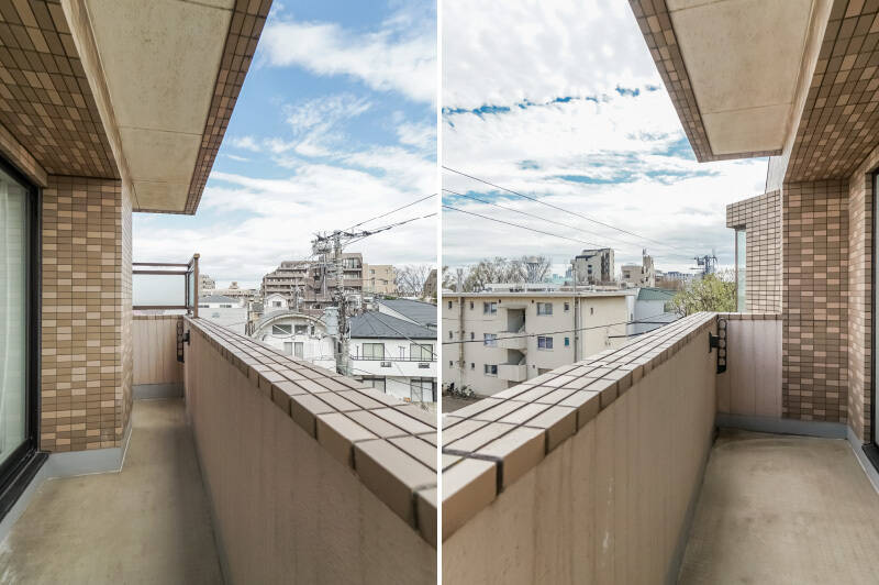 周囲は低層の住宅が建ち並び、空の抜けも感じられる落ち着いた環境です。