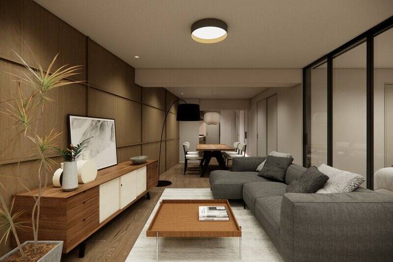 LDKの広さは、約18.6帖。縦長の間取りのため、ダイニングとリビングのゾーニングがしやすいですね。