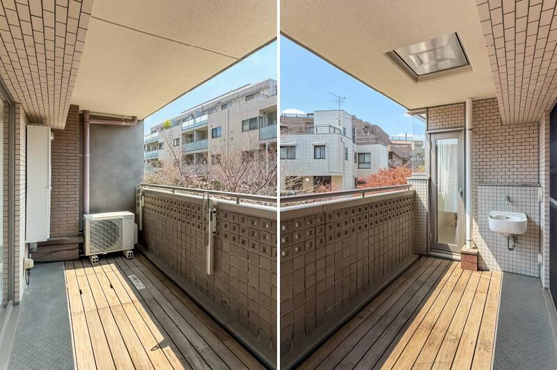 ウッドデッキやスロップシンクなど、外での時間を楽しみたくなる仕様。