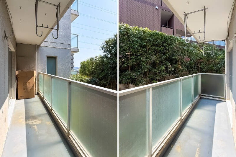 お隣の洋室A前まで続くロングサイズ。高台の傾斜地に建っているため、視線を東に振れば空と街並みが見えますよ。