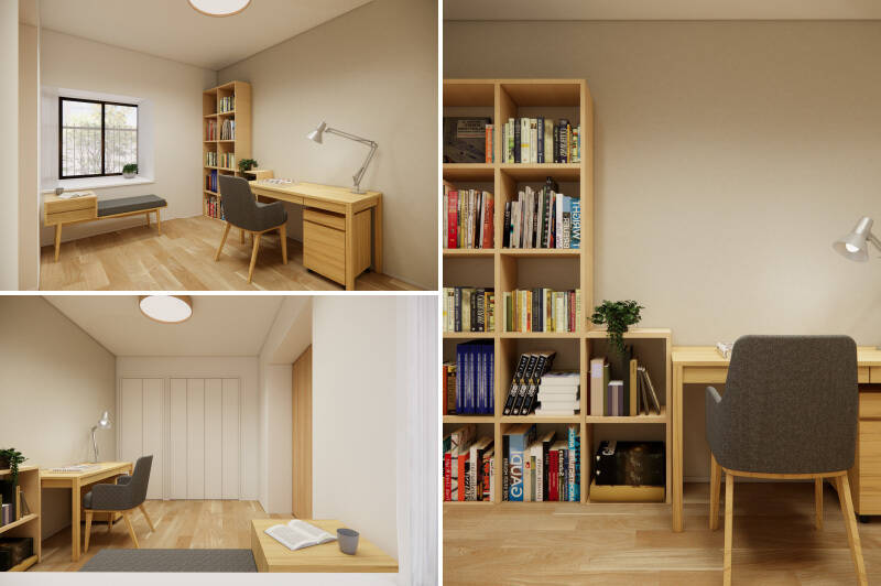 洋室Cは西向き。CGイメージのようにデスクを置いて、ワークスペースとしての使い方を想像しやすい空間です。