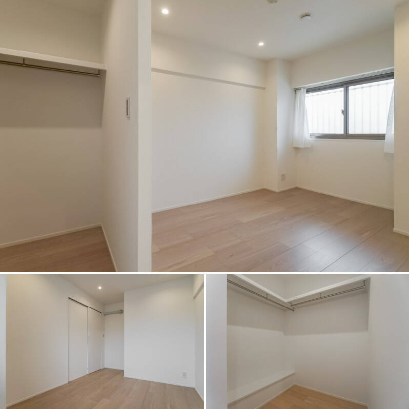 廊下からアクセスする洋室Bは、広さ約6帖。オープンなWIC付きで、扉がない分、さっと物が取り出せる使い勝手のよさを感じられます。