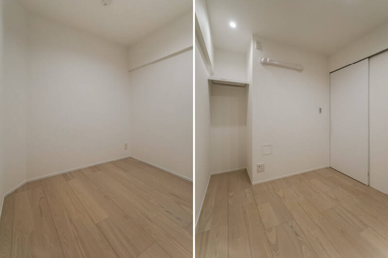 壁の一部が面取りされた形状。窓がないため、外の光や音の影響を受けにくく、落ち着いて過ごせそうです。