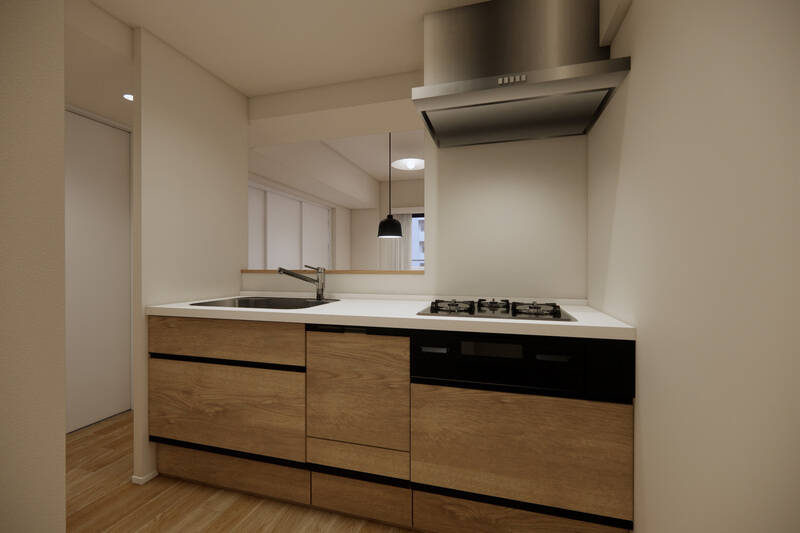 実はいいとこ取りのセミクローズドキッチン。リビングダイニング(LD)に向いているので、家族とのコミュニケーションが生まれやすく、お料理のサーブもラクラク。それに加え、袖壁のおかげで、生活感の出やすいキッチンの手元まわりがLDから見えづらいというメリットも。