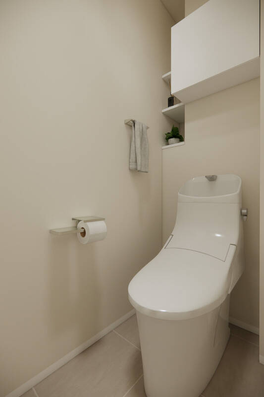 トイレには吊り戸棚のほか、ニッチ収納も設けられます。