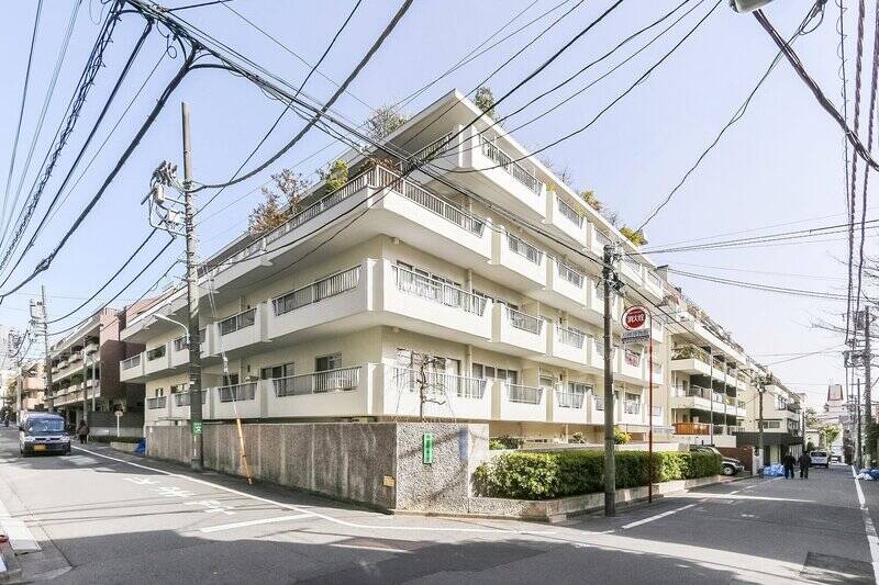 1974年に竣工した、落ち着きある佇まいのマンション。