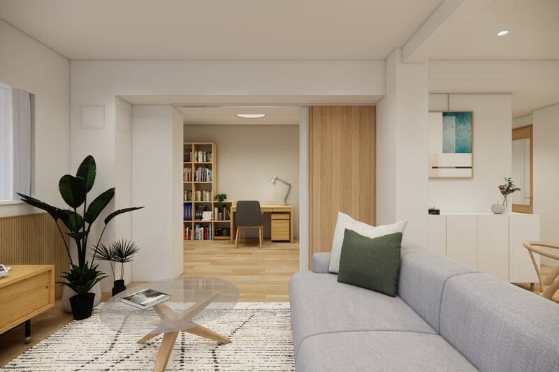 奥にちらりと見えるのが洋室C。ご紹介は後ほど。