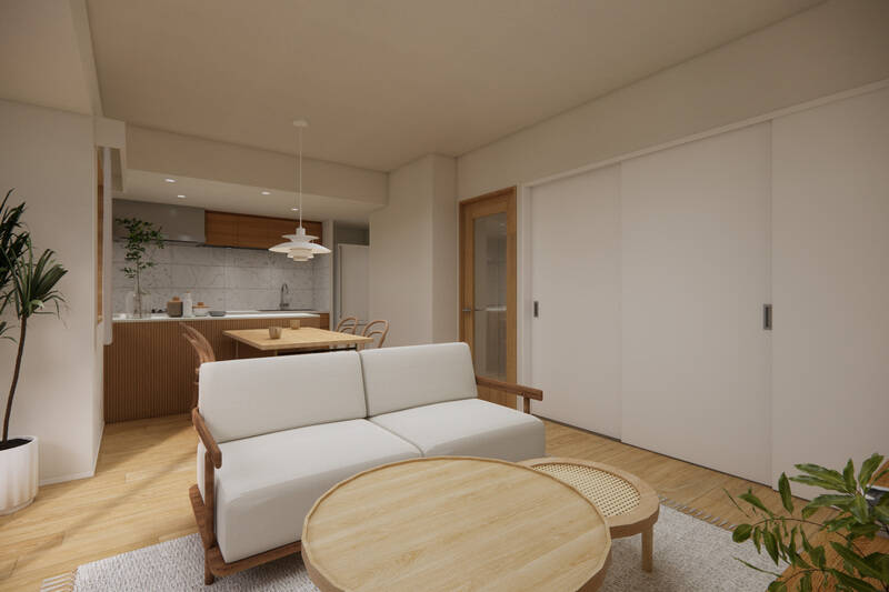 内装は自然光が美しく映えるニュートラルなデザイン。節や白太など天然木の風合いを感じられるオーク材の突板フローリングを採用しています。