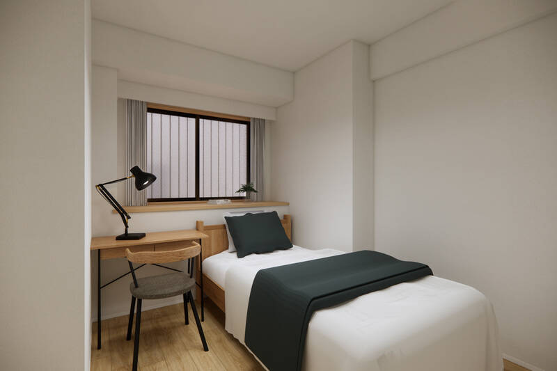 書斎や子ども部屋として使えそうな洋室C。CGイメージでは、シングルベッドとデスクが配置されています。