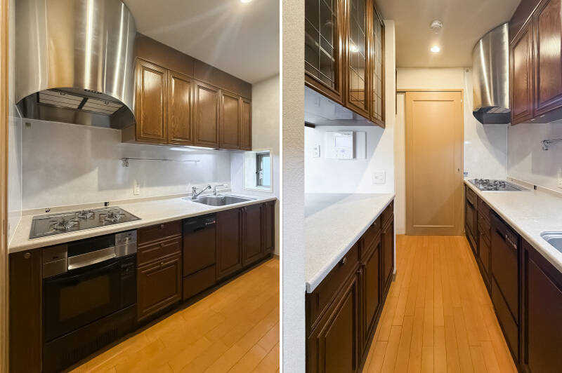 現況のキッチンスペースには小窓がついています。手軽に換気ができるので、リノベーション後の間取りでも活かしたいところ……！ キッチンスペースには余裕があるので、サイズ感も活かせそうです。