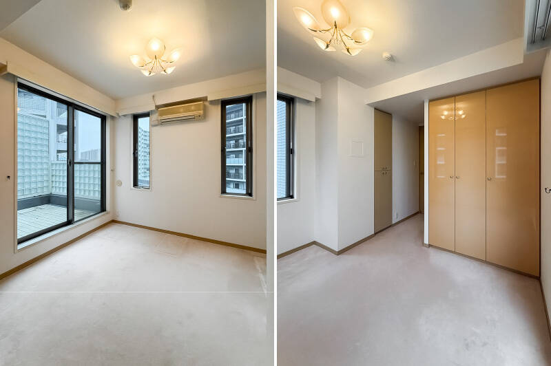 二面に窓を備える洋室B。北西側の大きな窓の先には……