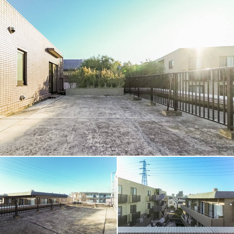 外に出ると、開・放・感！ 大きく深呼吸をしたくなるような、開けた空！ 周辺には共同住宅がありますが、そこまで視線を感じることはなさそうでした。