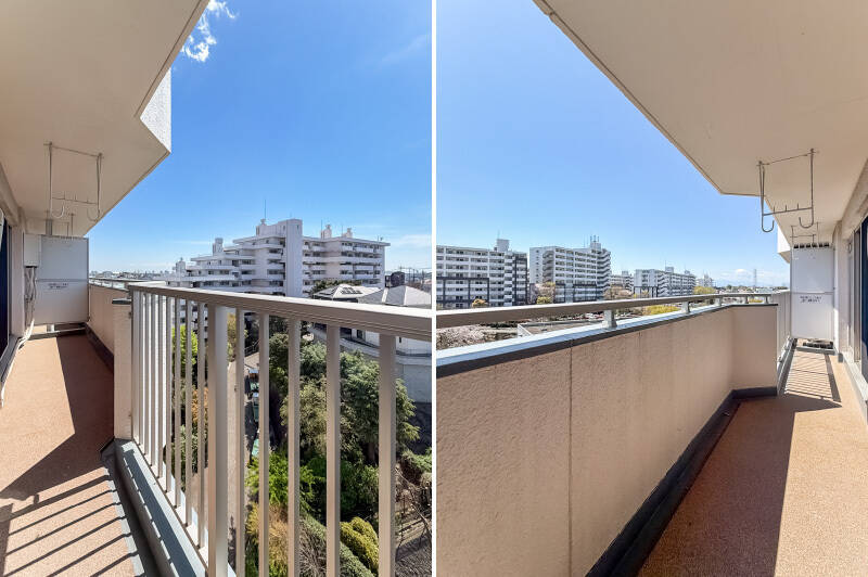 バルコニーは物干し金具付き。ご覧の通り、陽がたっぷり入るので洗濯物がよく乾きそうです。