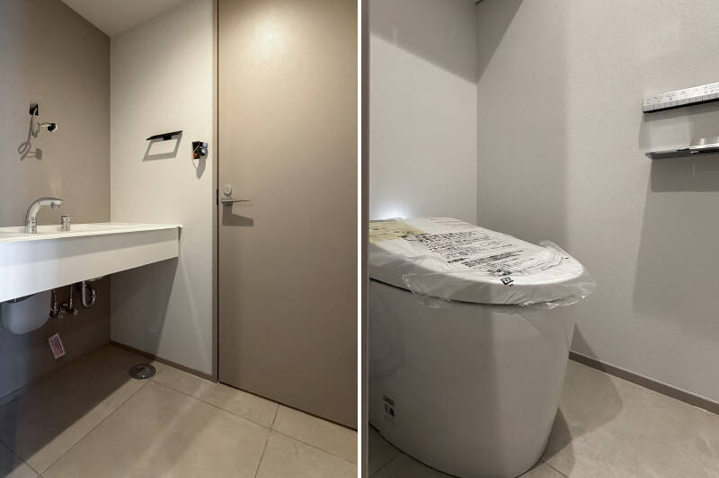 玄関を上がってすぐのところにもうひとつ手洗いとトイレが設けられています。来客の際はこちらをご案内するといいかもしれませんね。