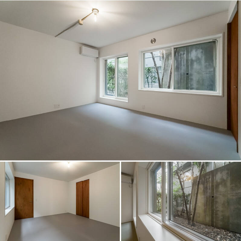 隣戸との間の中庭に面しています。どの窓からも緑の気配を感じられる設計は、ほっとしますね。