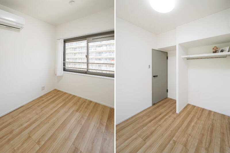 洋室Bには、北西向きの窓とオープンクローゼットが備わっています。きれいな四角形なので家具の配置もぴたりと決まりそうです。