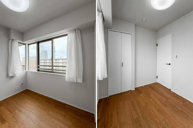 コーナーサッシが特徴的な、約3.8帖の洋室B。