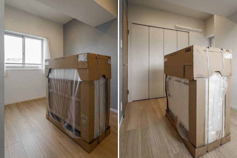 廊下からアクセスする、約5帖の洋室B。折れ戸2枚分の収納が備わっています。