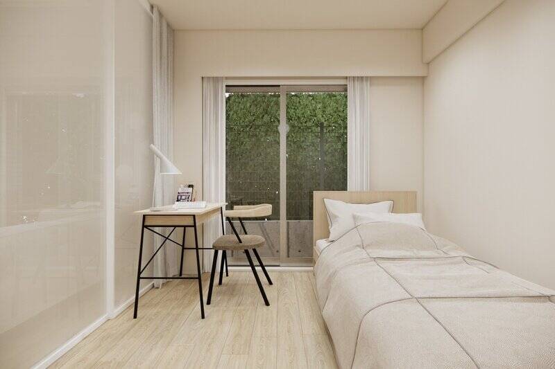 そして間仕切りを閉じれば、集中できるワークスペースや子ども部屋としても使用できる空間に。