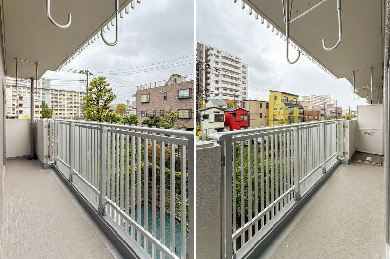 物干しの際は、上部にある吊り金具が利用できます。